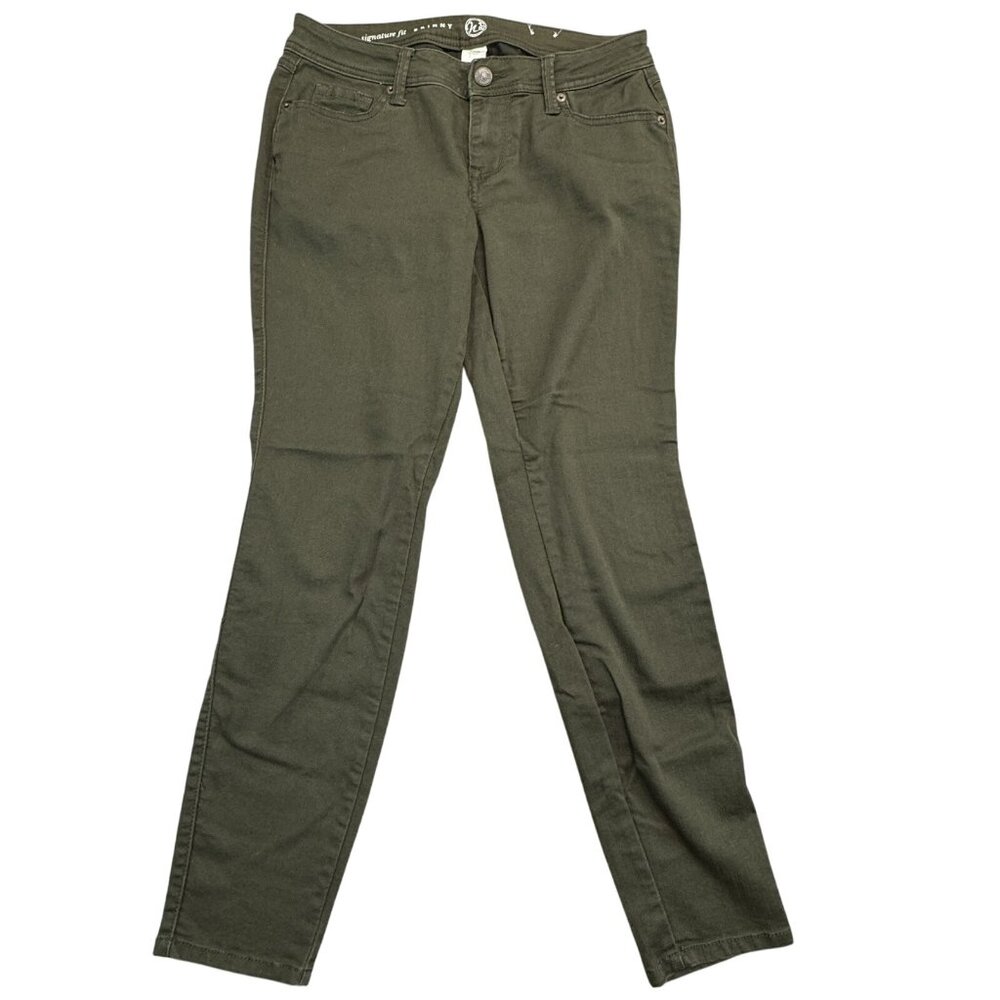 W62 Womens Size 4P Green Signature Fit Skinny Jeans Mid Rise 5 Pockets Petite - Picture 1 of 12
